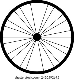 Circular radial, radiating lines element. Circular geometric element. Bicycle wheel isolated.