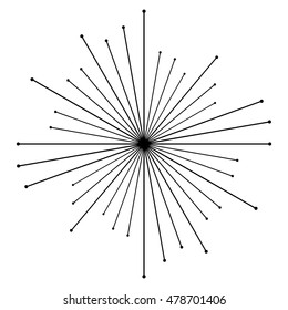 Circular radial, radiating lines element. Abstract rays, beams, flash effect