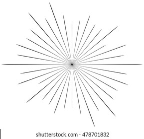 Circular radial, radiating lines element. Abstract rays, beams, flash effect