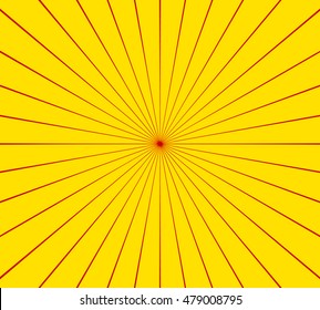 Circular radial, radiating lines element. Abstract rays, beams, flash comic effect in red, yellow