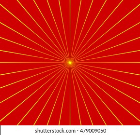 Circular radial, radiating lines element. Abstract rays, beams, flash comic effect in red, yellow