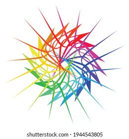 Rosette circular, radial y radiante, mandala, motivo. Forma colorida abstracta