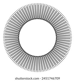 Patrón de rayos radiales circulares para marco redondo decorativo. Arte vectorial.