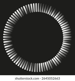 Circular radial stripe frame. Black white ring pattern. Vector geometric border. Monochrome design element.