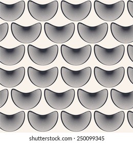 Circular radiant elements into a seamless pattern, vector background.