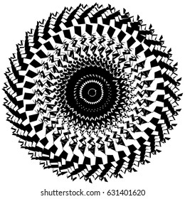 Circular, radiating abstract shape, motif. Geometric design element series