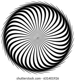 Circular, radiating abstract shape, motif. Geometric design element series