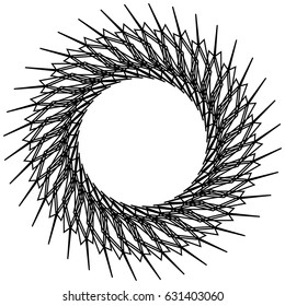 Circular, radiating abstract shape, motif. Geometric design element series