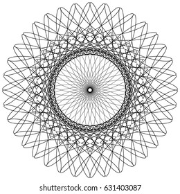 Circular, radiating abstract shape, motif. Geometric design element series