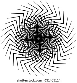 Circular, radiating abstract shape, motif. Geometric design element series