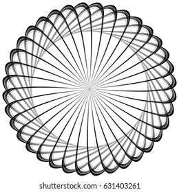 Circular, radiating abstract shape, motif. Geometric design element series