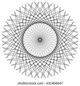 Circular, radiating abstract shape, motif. Geometric design element series