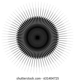 Circular, radiating abstract shape, motif. Geometric design element series