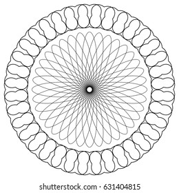 Circular, radiating abstract shape, motif. Geometric design element series