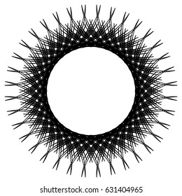 Circular, radiating abstract shape, motif. Geometric design element series