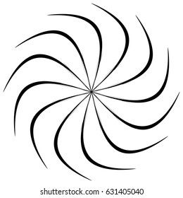 Circular, radiating abstract shape, motif. Geometric design element series
