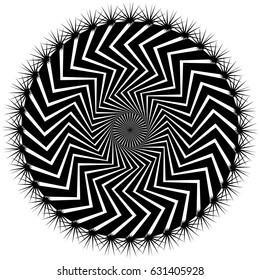 Circular, radiating abstract shape, motif. Geometric design element series