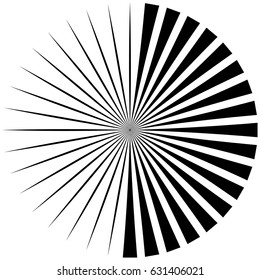 Circular, radiating abstract shape, motif. Geometric design element series