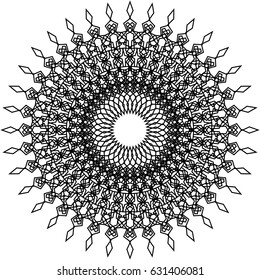 Circular, radiating abstract shape, motif. Geometric design element series