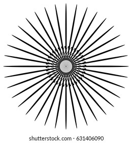 Circular, radiating abstract shape, motif. Geometric design element series