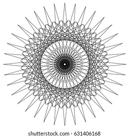 Circular, radiating abstract shape, motif. Geometric design element series