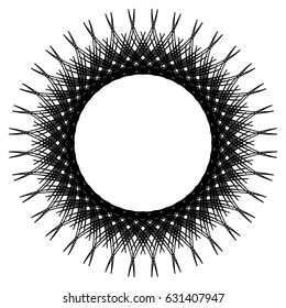 Circular, radiating abstract shape, motif. Geometric design element series