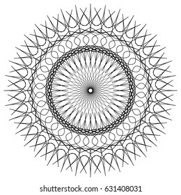 Circular, radiating abstract shape, motif. Geometric design element series