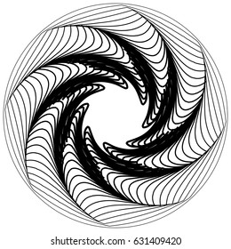 Circular, radiating abstract shape, motif. Geometric design element series