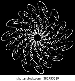 Circular, radiating element. Abstract geometric graphic. 