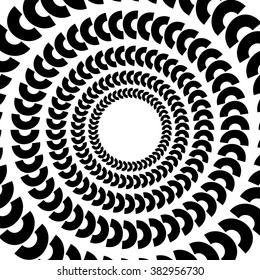 Circular, radiating element. Abstract geometric graphic. 