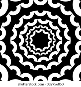 Circular, radiating element. Abstract geometric graphic. 