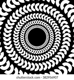 Circular, radiating element. Abstract geometric graphic. 