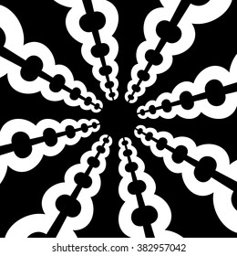 Circular, radiating element. Abstract geometric graphic. 