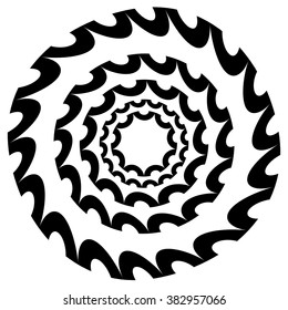 Circular, radiating element. Abstract geometric graphic. 