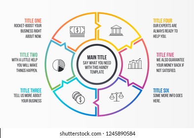 Circular rainbow gradient infographic template. Minimal numbered banner for diagram, presentation, graph and else. Flat design in bright corporate colors. 