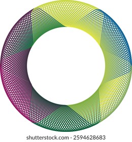 Circular rainbow spectrum, geometric pattern illustration