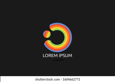 circular rainbow texture abstract vector logo