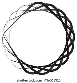 Circular random lines. Abstract circle monochrome black and white element