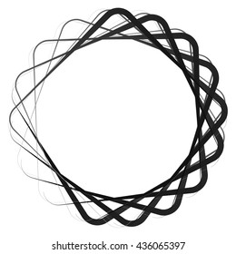 Circular random lines. Abstract circle monochrome black and white element