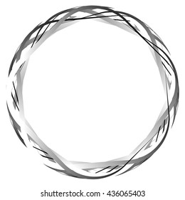 Circular random lines. Abstract circle monochrome black and white element