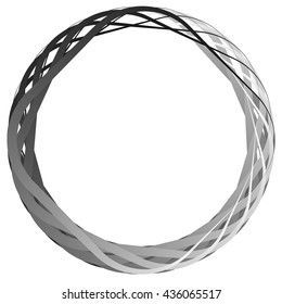 Circular random lines. Abstract circle monochrome black and white element