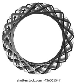 Circular random lines. Abstract circle monochrome black and white element