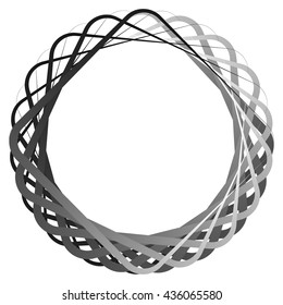 Circular random lines. Abstract circle monochrome black and white element