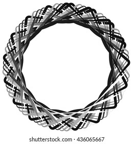 Circular random lines. Abstract circle monochrome black and white element