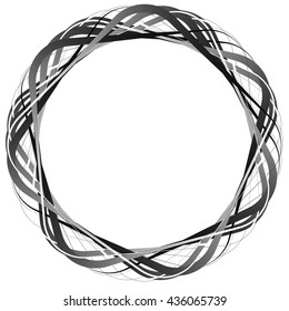 Circular random lines. Abstract circle monochrome black and white element