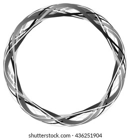 Circular random lines. Abstract circle monochrome black and white element