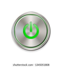 circular realistic metal power button