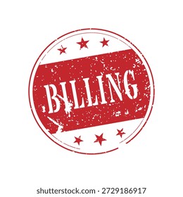 Circular Red Billing Gummistempel mit Grungy Texture.eps