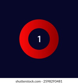 A circular red and black design featuring the number one at the center, ideal for digital art projects.