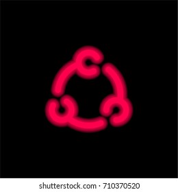 Circular red glowing neon ui ux icon. Glowing sign logo vector